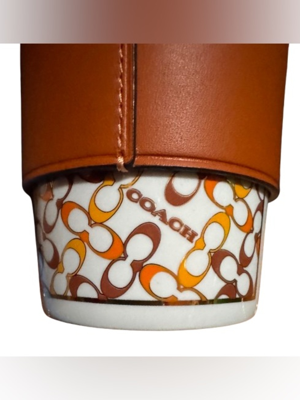 Coach CCT02 Signature Hot Lidded Cup (Brass/Toffee Multi) - NWOT - Picture 5 of 7